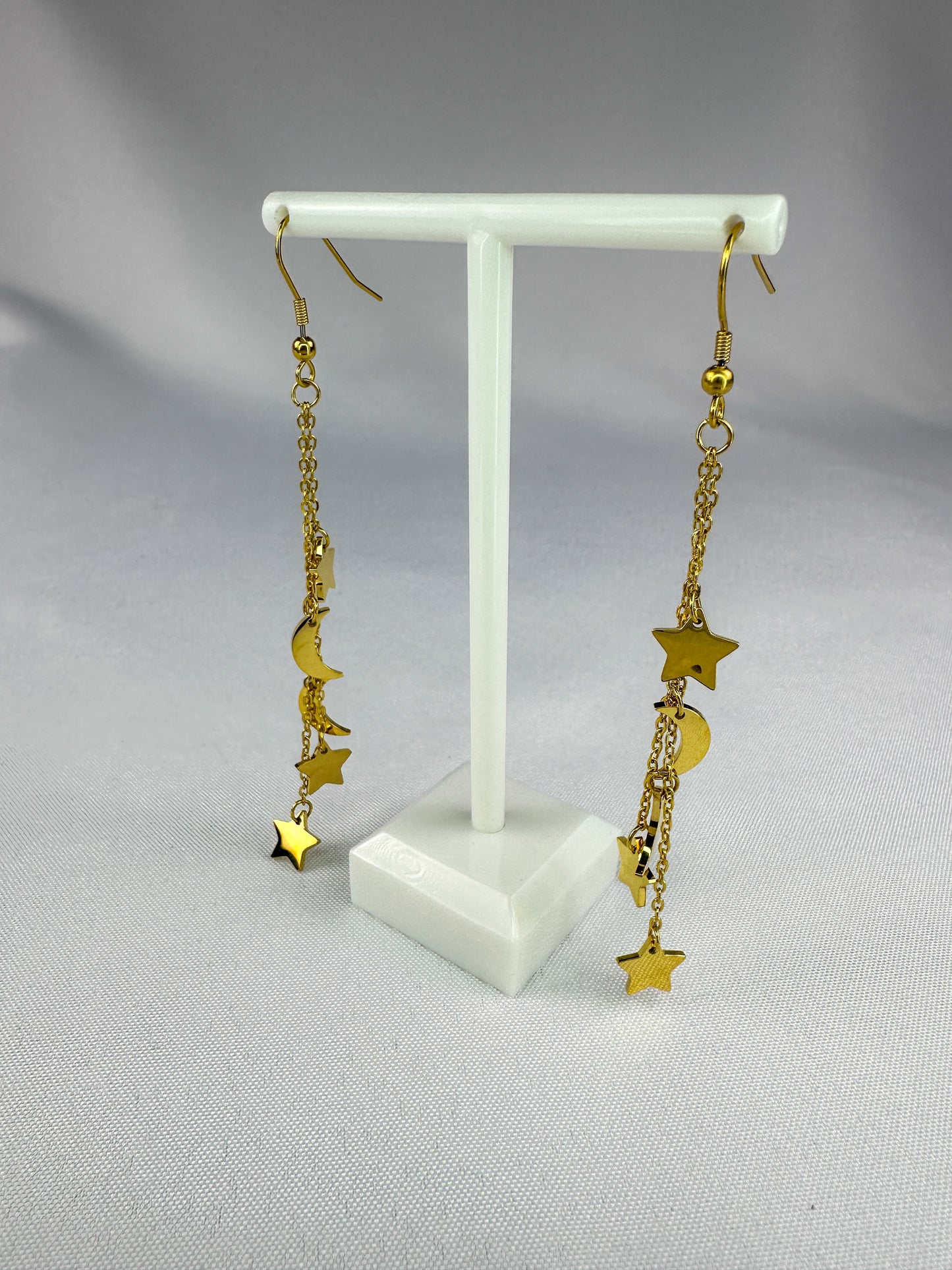 Star and Moon Dangle Earrings