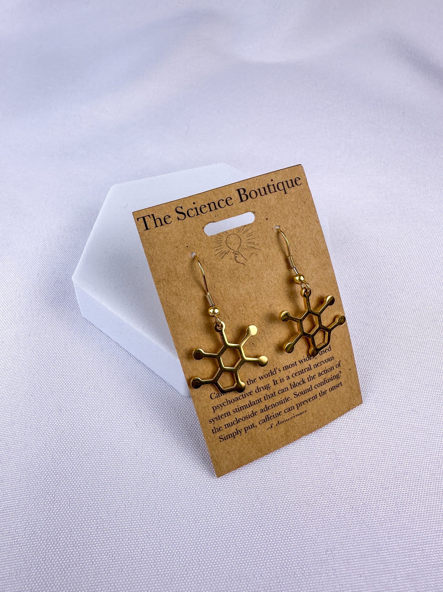 Caffeine Molecule Dangle Earrings