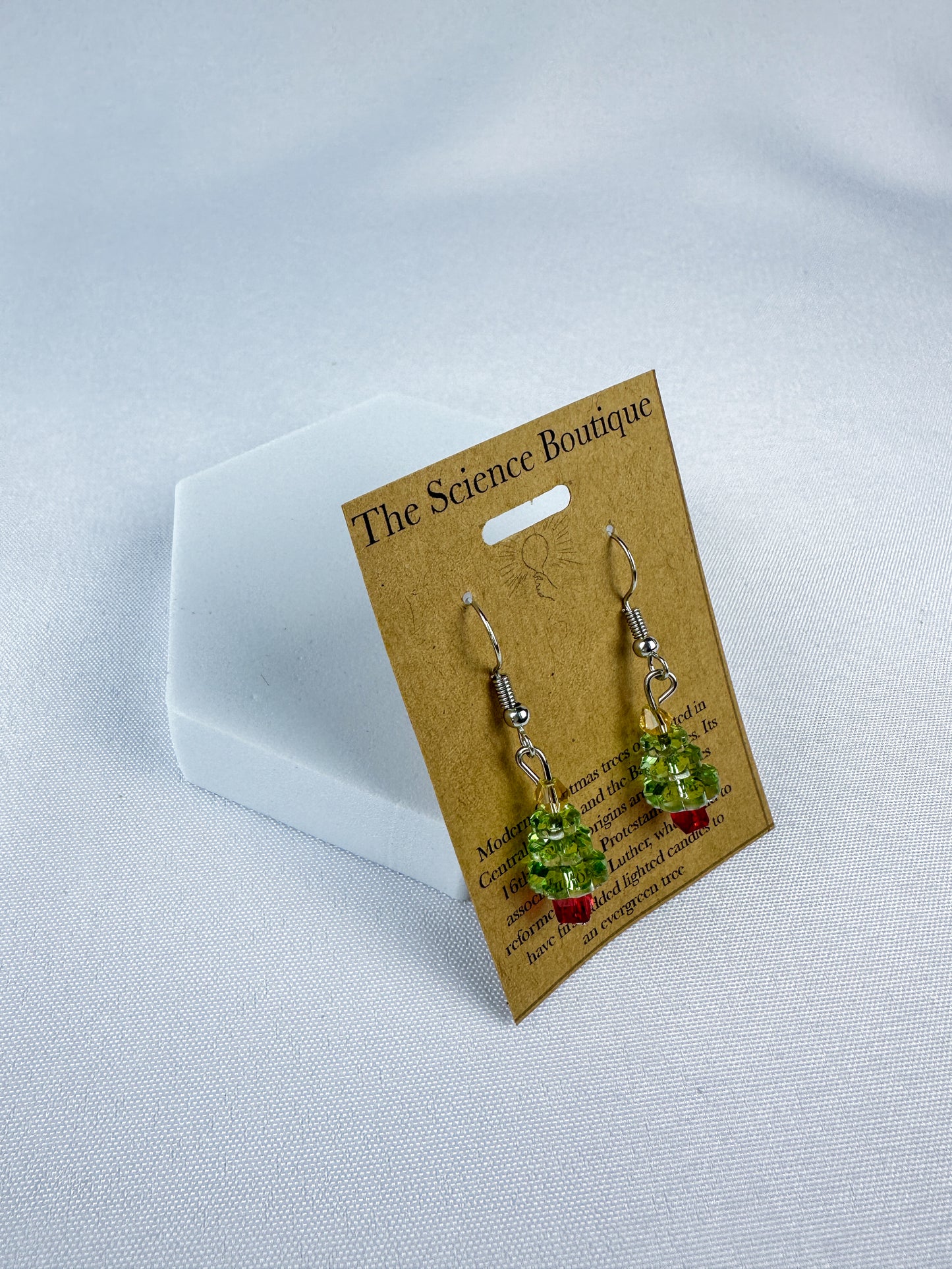 Christmas Tree Beaded Dangle Earrings