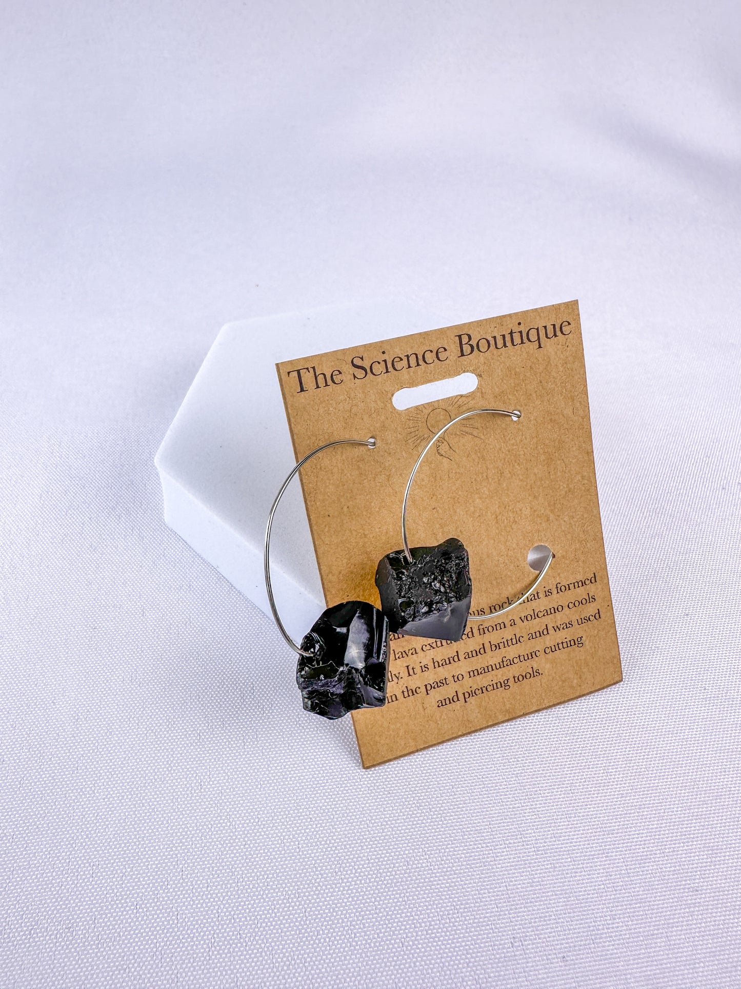 Real Obsidian Hoop Earrings