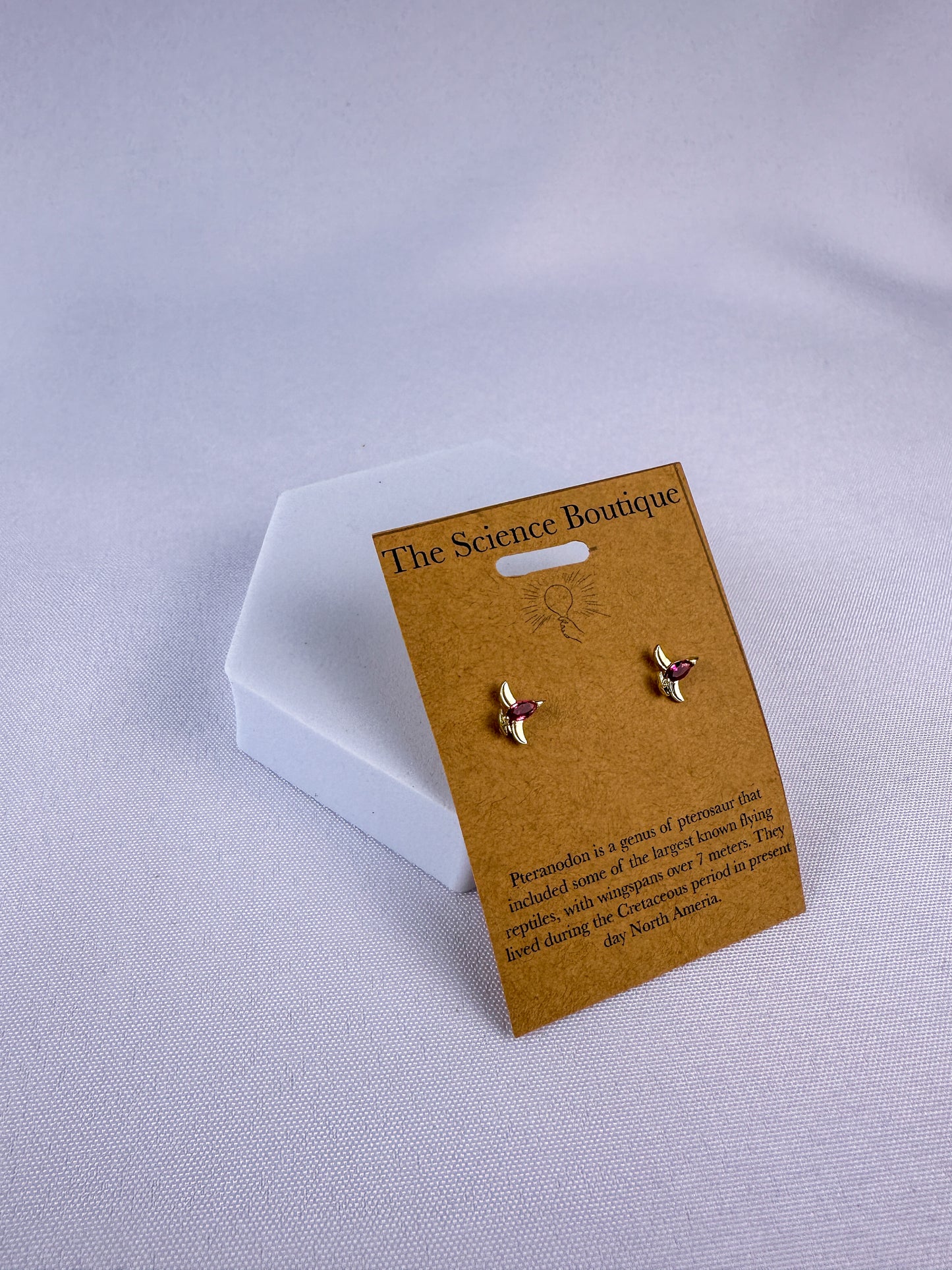 Pteranodon Ruby Gemstone Studs