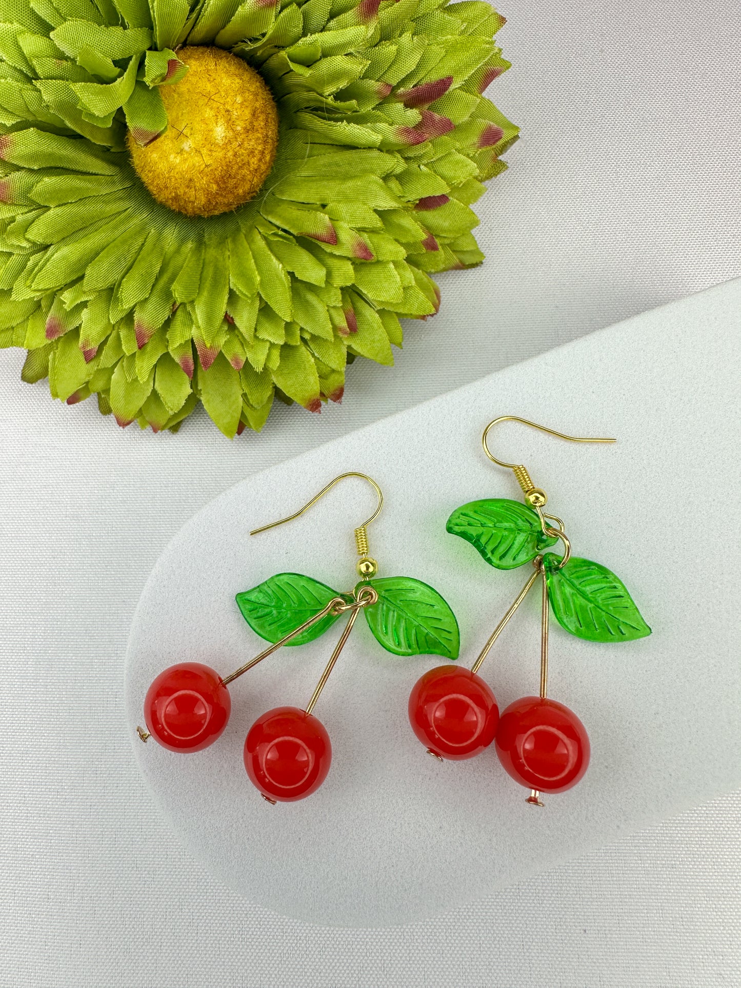 Red Cherry Dangle Glass Earrings