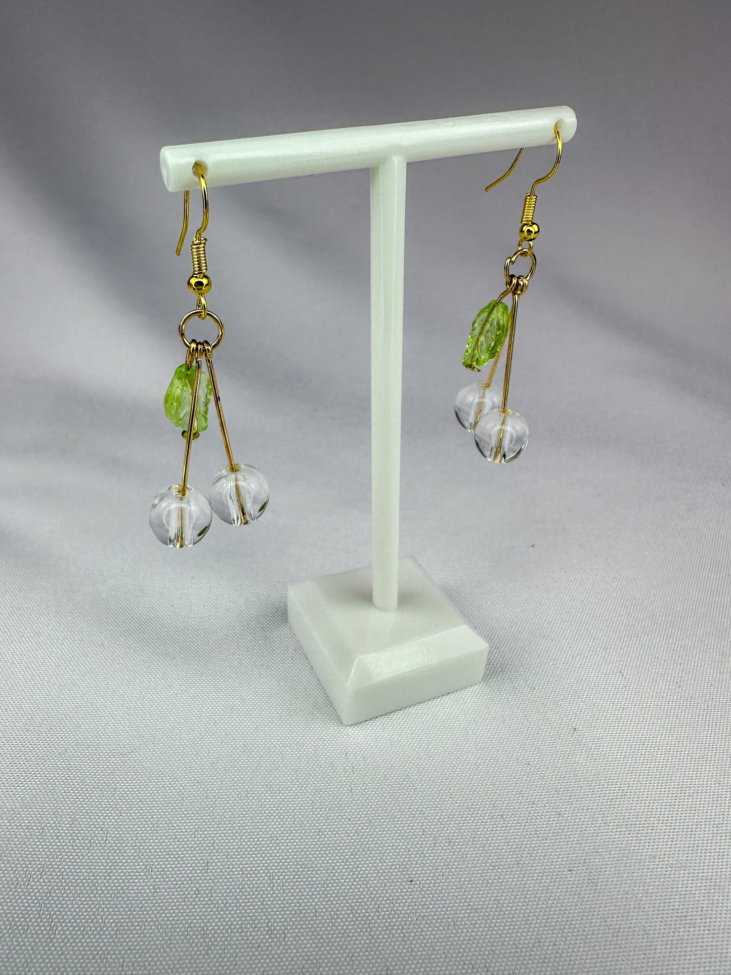 Clear Cherry Dangle Glass Earrings