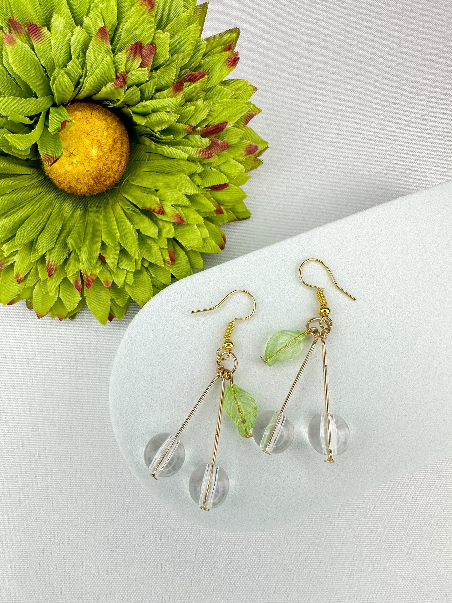 Clear Cherry Dangle Glass Earrings