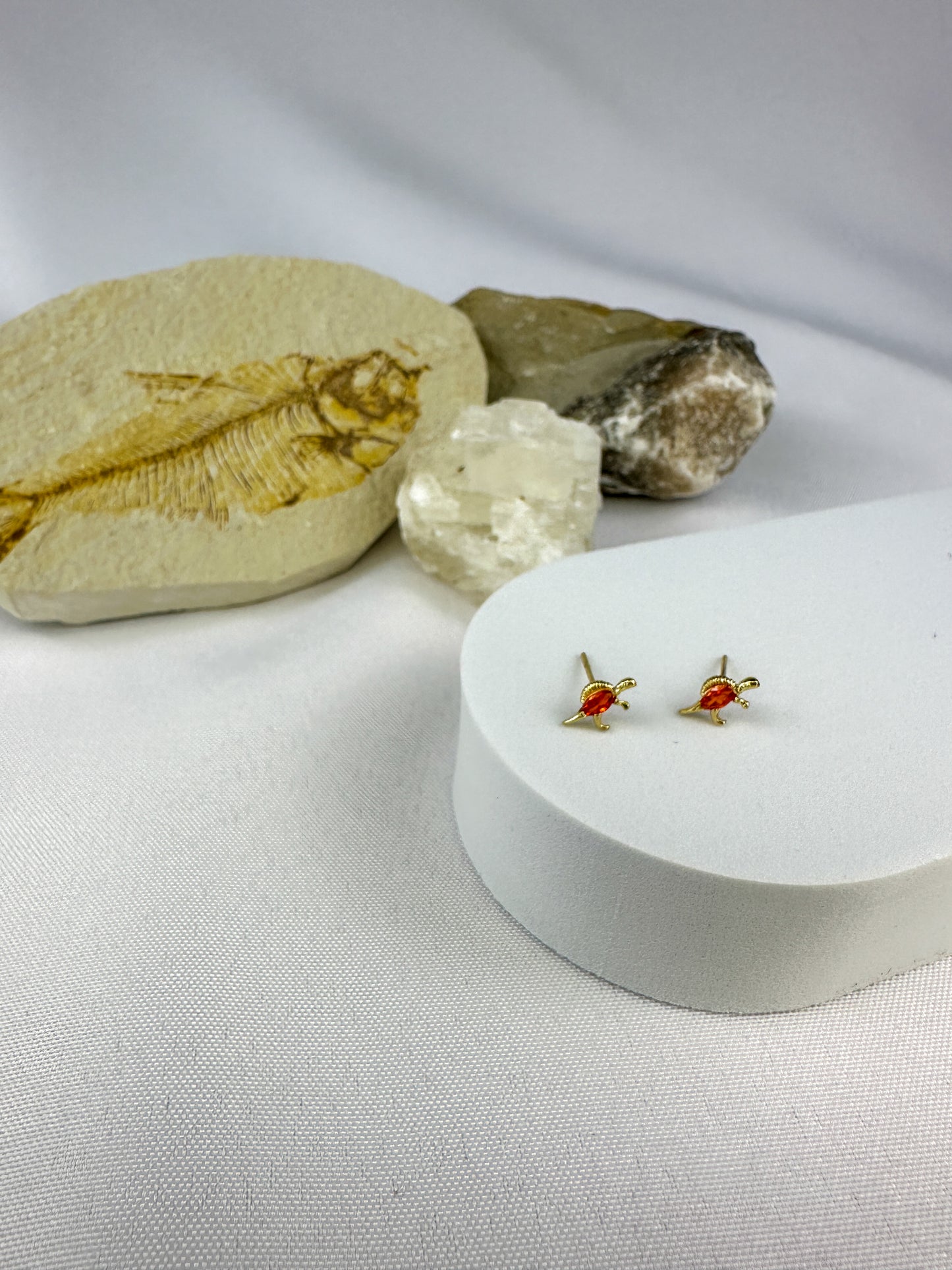 Spinosaurus Orange Gemstone Studs