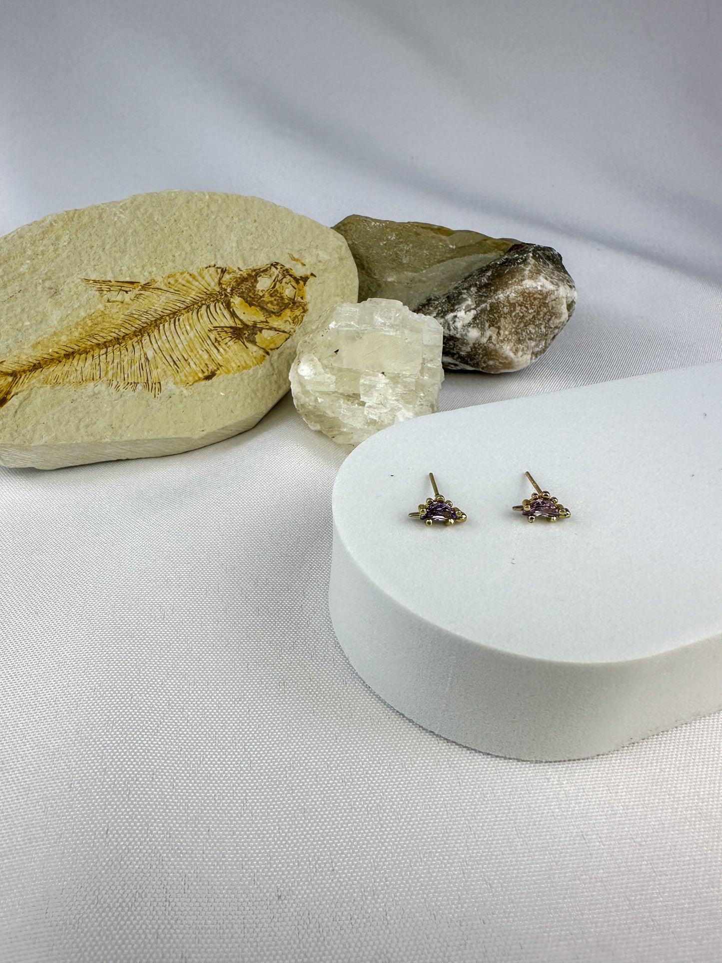 Stegosaurus Purple Gemstone Studs