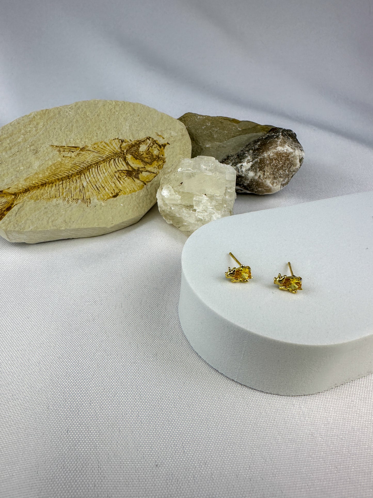 Triceratops Yellow Gemstone Studs