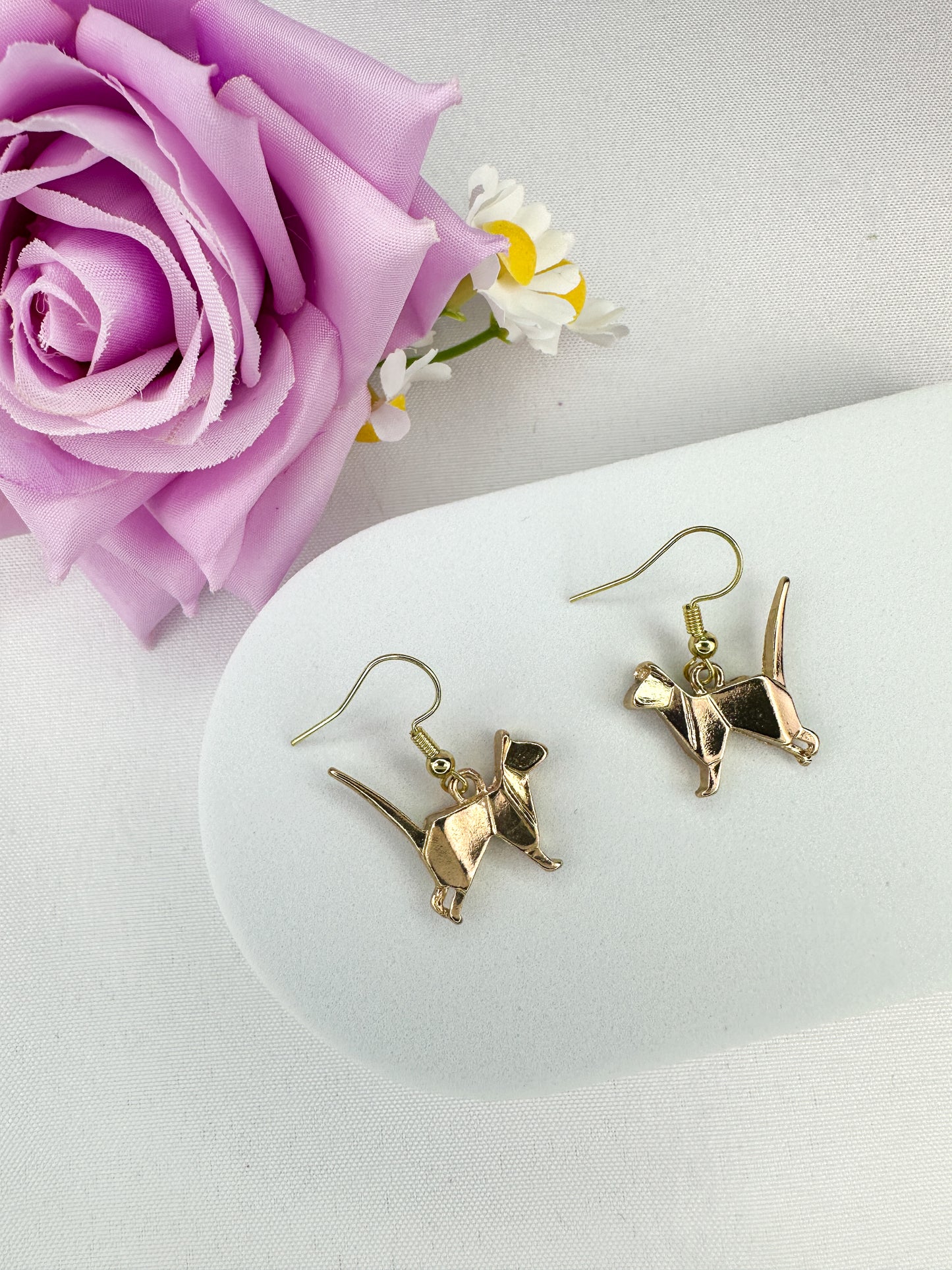Origami Cat Dangle Earrings