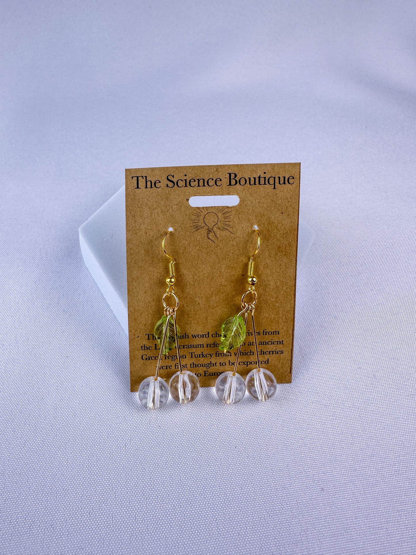Clear Cherry Dangle Glass Earrings