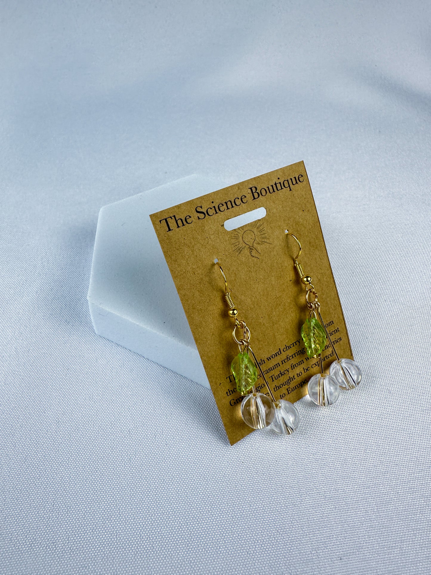 Clear Cherry Dangle Glass Earrings