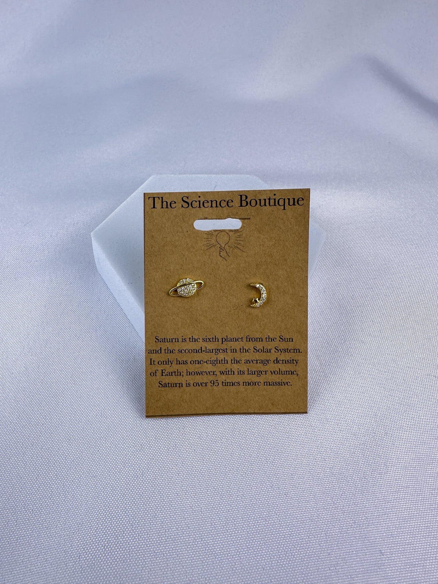 Saturn and Moon Stud Earrings