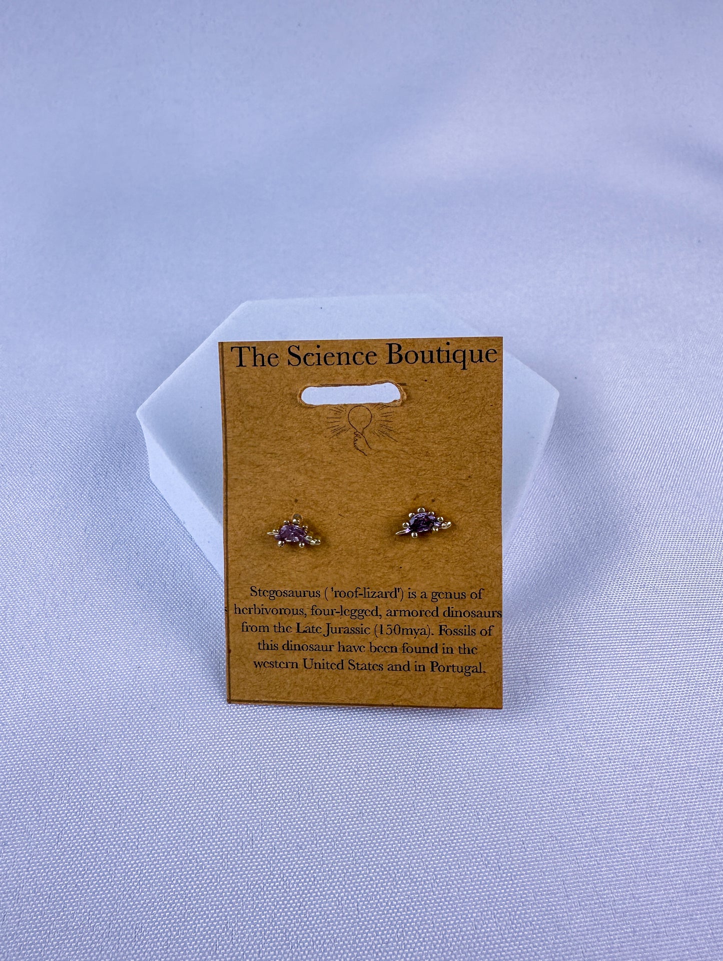 Stegosaurus Purple Gemstone Studs