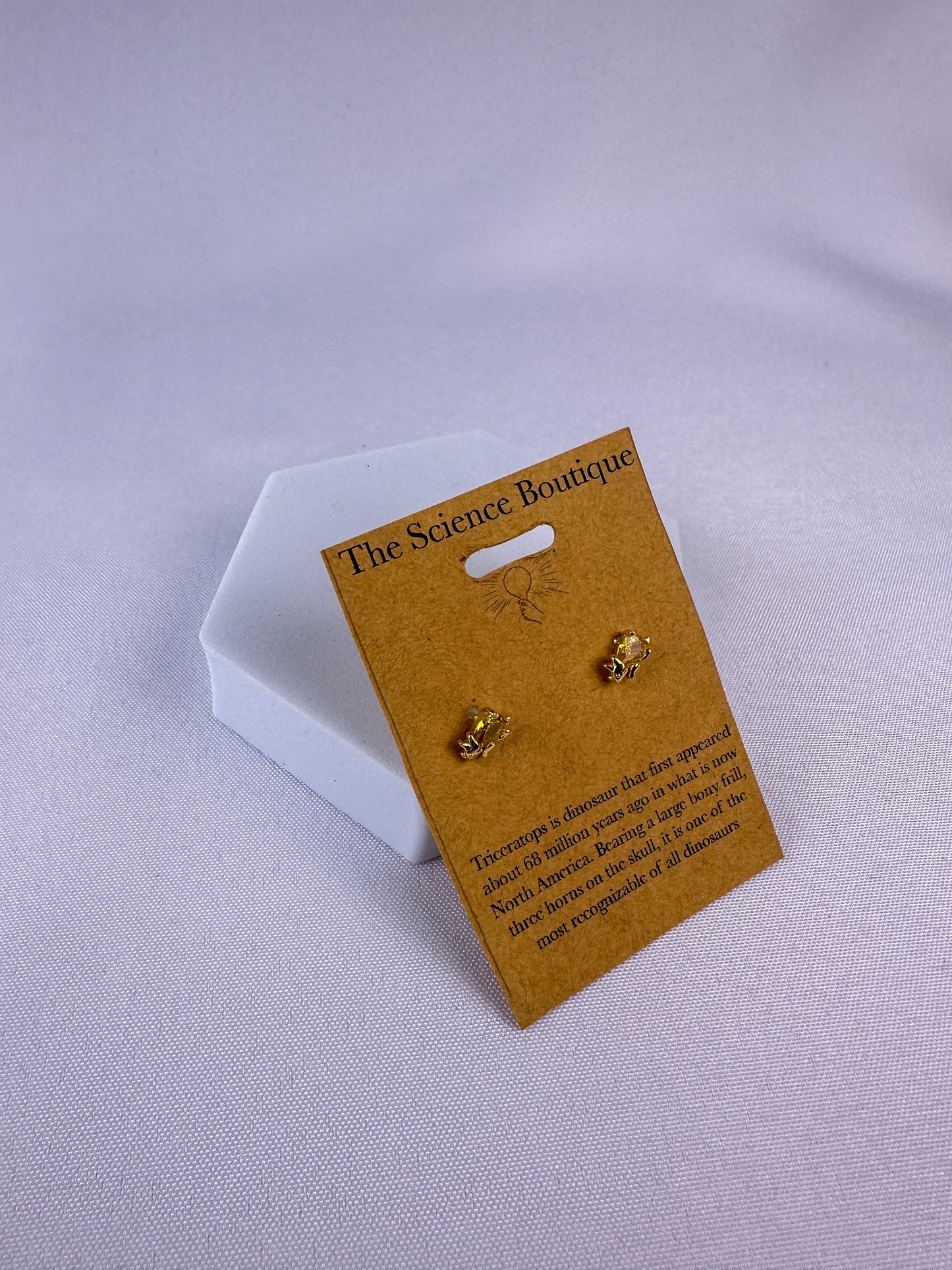 Triceratops Yellow Gemstone Studs